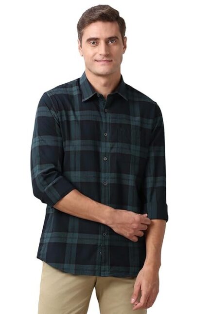 Peter England Men's Checkered Slim Fit Shirt