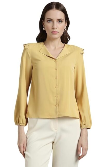 Van Heusen Women Polyester Regular Fit Solid Full Sleeve Casual Shirt