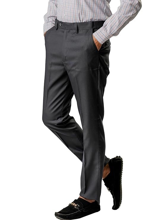 10-6.jpg Jack and Jini Formal Pant with Expandable Waist for Men. Regular Fit, Flat Front, Premium Lycra Fabric for Office, Party and Casual Wear - Image 1