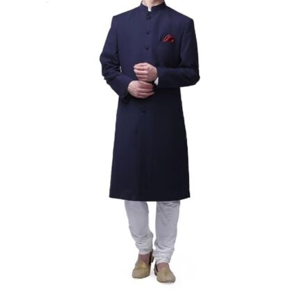 Royal Kurta Men's Viscose Blend Solid Nehru Sherwani