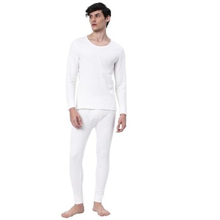 Cotstyle Offwhite Cotton Men Winter Thermal Top & Bottom Set