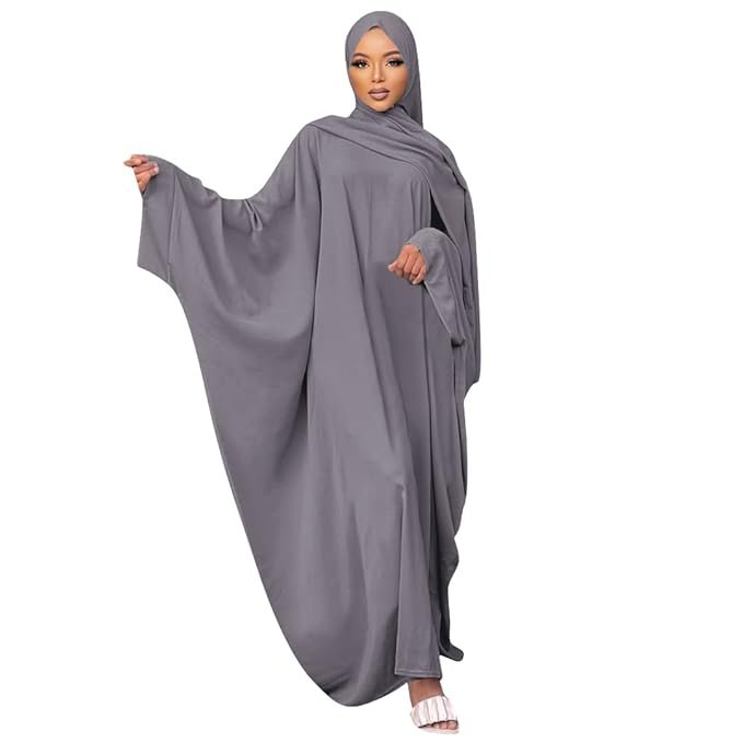 17-2-1.jpg IKADEX Muslim Dress for Women Pakistani Kaftan Abaya Robe + Hijab Arabic Islamic Prayer Clothes Dubai Outfits - Image 1