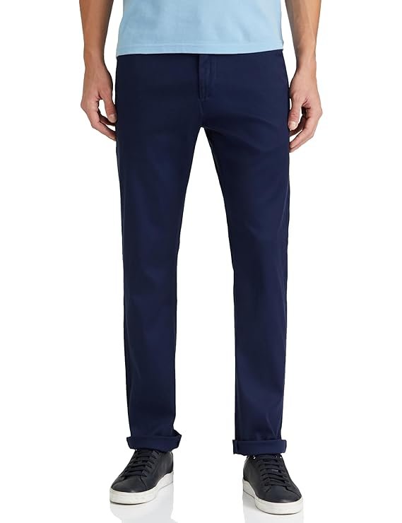 17-8.jpg Van Heusen Men's Mid Rise Soild Premium Cotton Regular Fit Flat Front Casual Trouser Chinos - Image 1