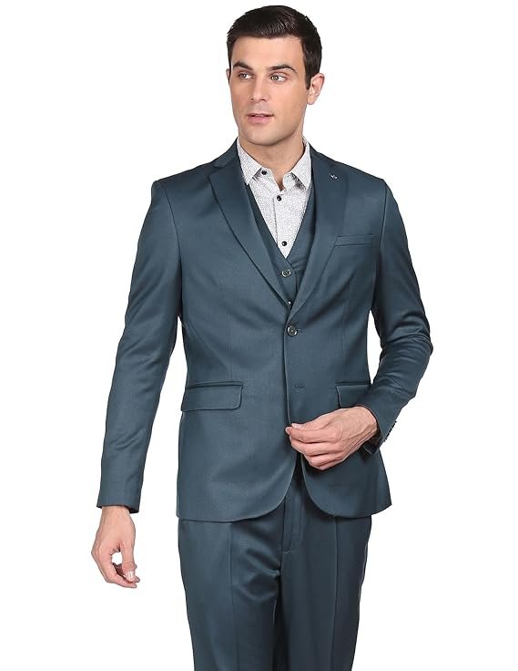 18-1-1.jpg Arrow Cotton Men Dark Green Reversible Waistcoat Notch Lapel Collar Formal Suit Business Pants Set - Image 1