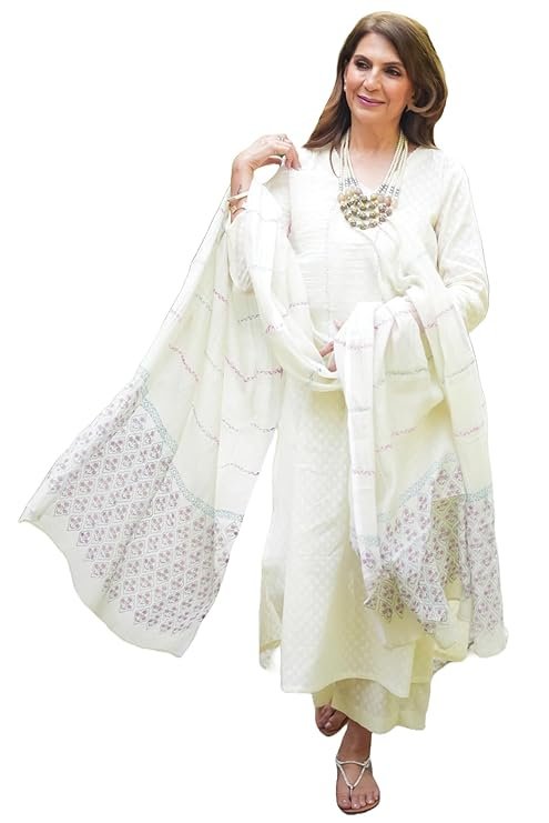 25-3-1.jpg ANNI DESIGNER Women's Rayon Blend Printed Straight Kurta with Pant & Dupatta - Image 1