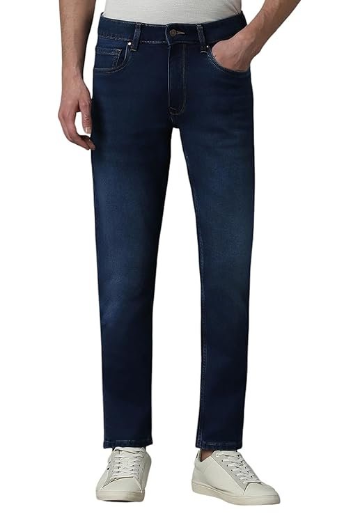 27-5.jpg Louis Philippe Men's Tapered Fit Mid Rise Comfy All Day Comfort Jeans - Image 1