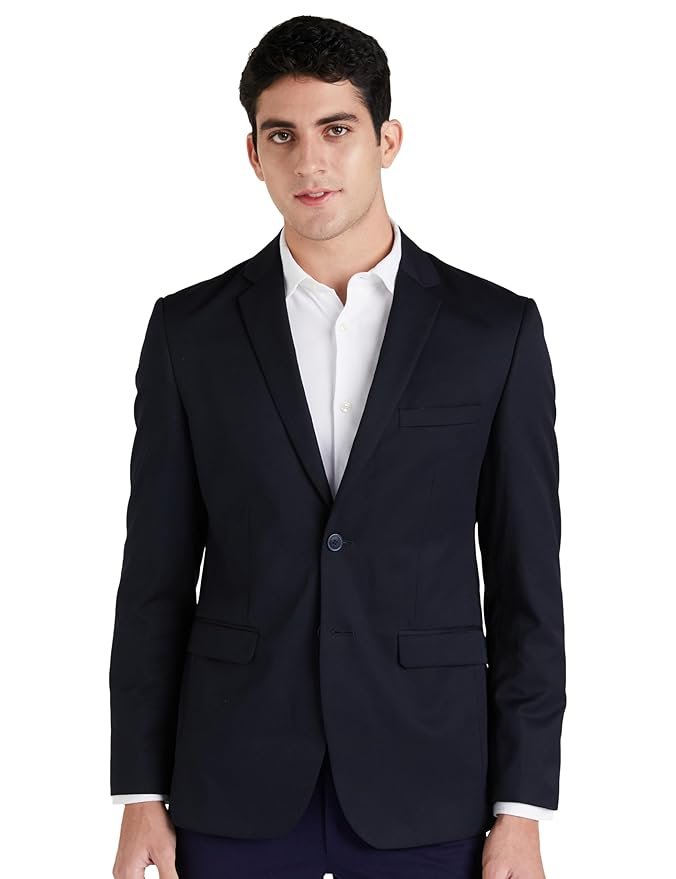 3-2-1.jpg Peter England Neo-Slim Fit Solid Blazer - Image 1