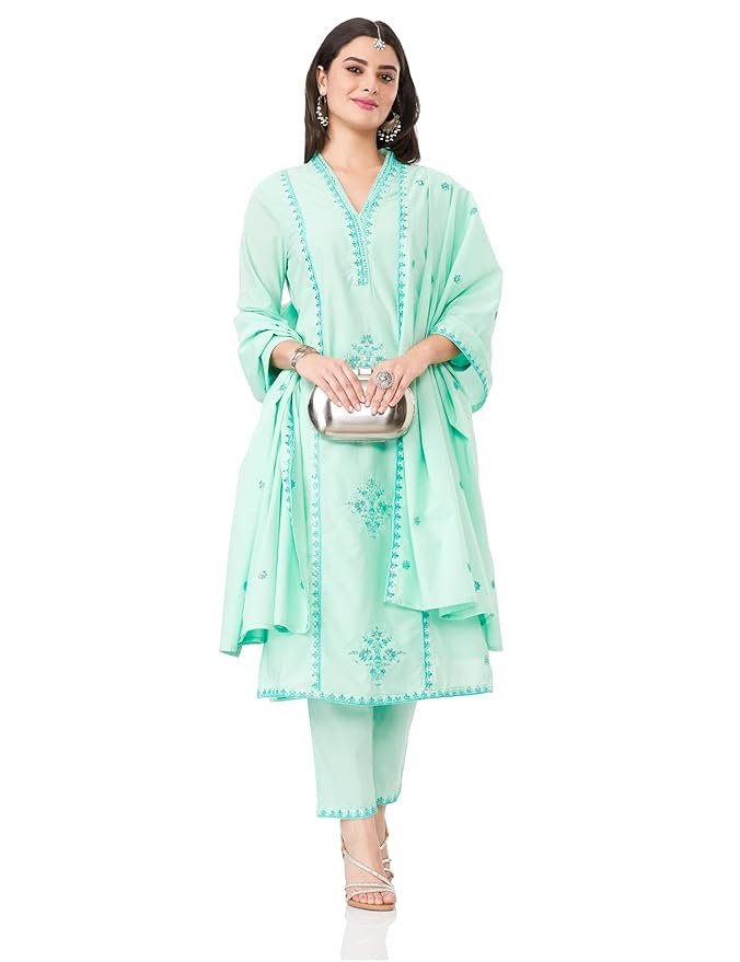 3-2-2.jpg Myx Women's Embroidered Cotton Kurta Pant Set with Dupatta - Image 1