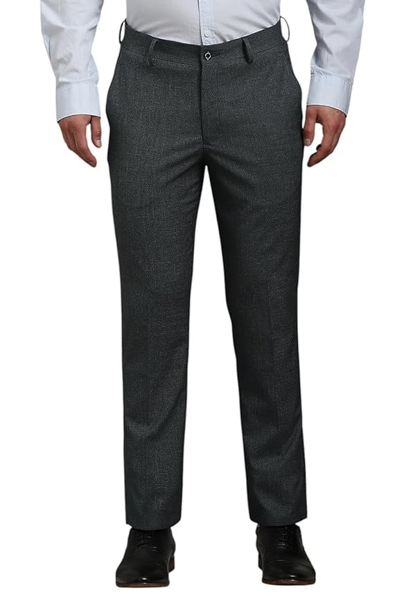 30-8.jpg Louis Philippe Men's Slim Fit Mid Rise Strechable Fabric Easy to Iron Textured Formal Trouser - Image 1