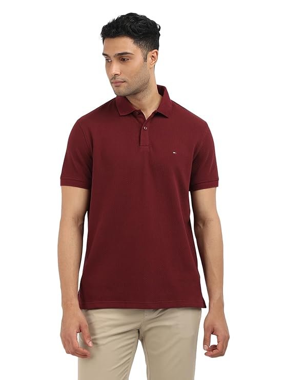 32-5.jpg Tommy Hilfiger Men's Cotton Solid Regular Fit Polo - Image 1