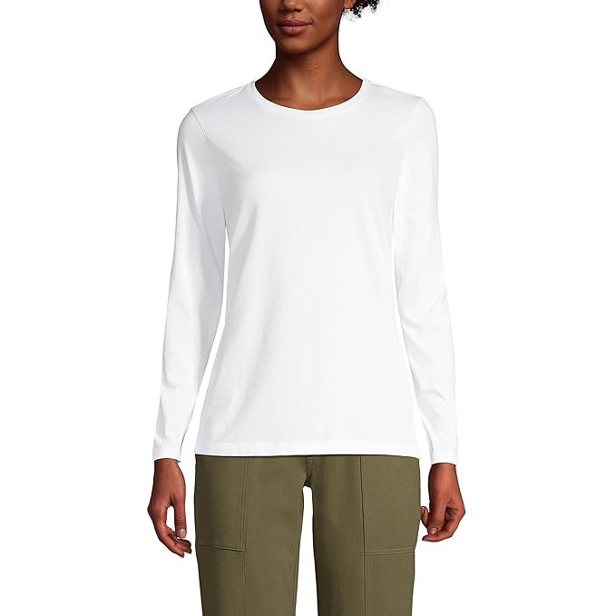 39-3.jpg Lands' End Women's Relaxed Supima Cotton Long Sleeve Crewneck T-Shirt - Image 1