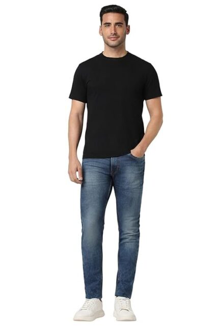 Peter England Men's Premium Skinny Fit Stretchable Mid Rise Jeans Navy, 36