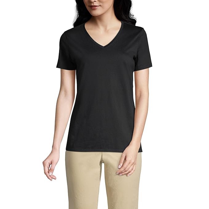 41-3.jpg Lands' End Women's Tall Relaxed Supima Cotton Short Sleeve V-Neck T-Shirt - Image 1