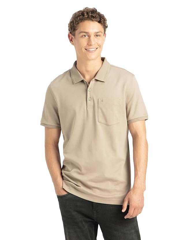 42-7.jpg Jockey 3913 Men's Super Combed Cotton Rich Solid Half Sleeve Regular Fit Polo T-Shirt with Chest Pocket - Image 1