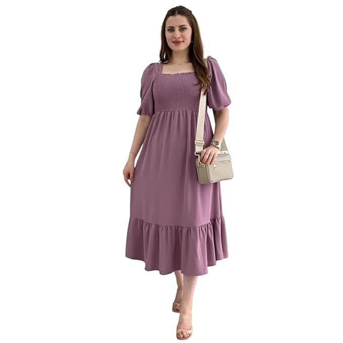 44-1-1.jpg Sheetal Associates Women Casual Regular Sleeves Crepe Solid Fit and Flare Dress - Pack of 1 - Image 1