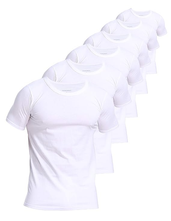 46-3.jpg Comfneat Men's 6-Pack Pure Cotton Undershirts Comfortable Crew Neck T-Shirts - Image 1