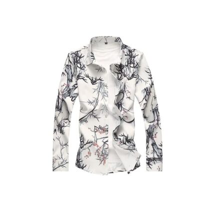 ZAFONI Men Shirts, Plus Size Men Shirt Autumn Printing Long Sleeve Shirts Mens Clothes Casual Shirts Men