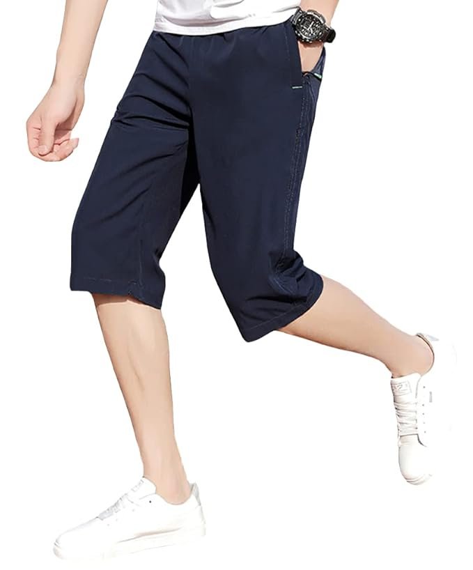 49-3.jpg Sports Shorts, Cropped Pants, Summer Clothes, Men's, 3/4 Length, Outdoor, Shorts, Bottoms, Large Size, Loose, Plain, Cool, Breathable, Quick Drying, Comfortable, Lightweight, Shorts, Sweatshirt, - Image 1
