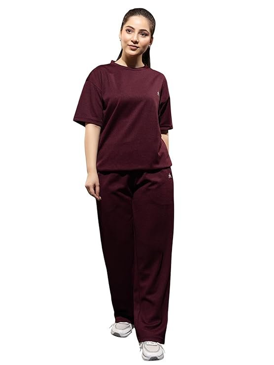59-1.jpg YHA Womens Casual Round Neck Tracksuit Summer Half Sleeve T-shirt Trackpant Co-ord Set - Image 1