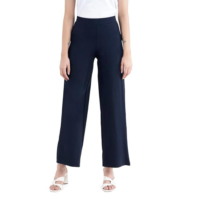 59-2.jpg FableStreet Women's Livin Air Wide Leg Navy Blue Pants - Image 1