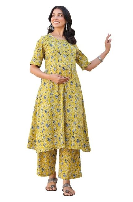 Janasya Women's Cotton Kurta Pant Set