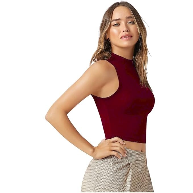 74-2.jpg DDASPRATION Women's Solid Ribbed Crop Tank Top - Stylish Western Sleeveless Top for Girls - Image 1