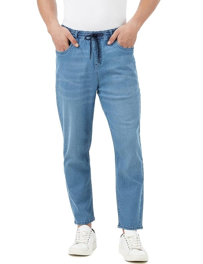 9-5-1.jpg INKD Men's Jogger Jeans - Mid-Rise | Cotton Blend | Stretchable Fabric| Elasticated Waistband | Classic 5 Pocket Styling | Jeans for Men - Image 1