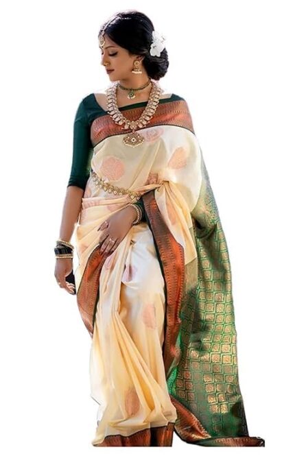 Harshiv enterprise Pure Original Kanchi Kanjivaram Zari weaving silk Royal Rajwadi Kalamkari desinger Saree With Blouse piece for Wedding